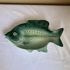 魚型 陶器 プレート 皿 グリーンのサムネイル
