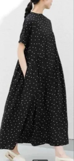 定価2.97万 ビアズリー ドットパターンシャツワンピース チュニック