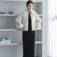 Apart by リバーシブル　ボア　ジャケット　アイボリー