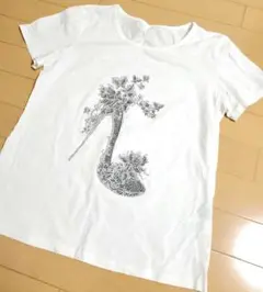 プリンセス ハイヒール 柄 キラキラ Tシャツ Mサイズ