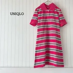 ユニクロ ポロシャツワンピ ドライカノコボーダー チュニック UV 速乾 新品のサムネイル