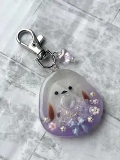 キーホルダー　チャーム　レジン　シャカシャカキーホルダー　シマエナガ