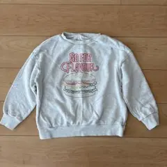 GU キッズ トレーナー ハンバーガー刺繍 グレー