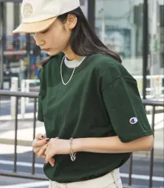 Champion/チャンピオン　ダークグリーン Tシャツ L
