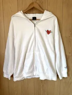 【希少XXL】GU × ELLE コラボ 刺繍 スウェット フルジップパーカー