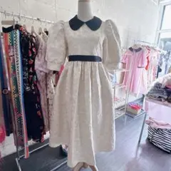 sister jane 花柄ジャガード パフスリーブワンピース 値下げ交渉可】sister jane 花柄ジャガード パフスリーブ ワンピース