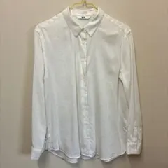 UNIQLO ホワイト ドット柄 長袖シャツ