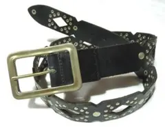 本革　メンズ　カジュアルベルト　スタッズ　黒