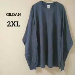 【極太】GILDAN ギルダン ロンT 2XL ゆるだぼ オーバーサイズ ブルー