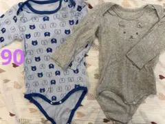 ☆ベビザラス 長袖 ロンパース 肌着 2着セット☆90