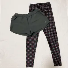 アディダス レディースランニングウェア ショートパンツ＆ドット柄レギンス セット