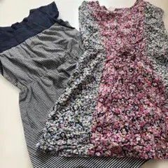最終値下GAPワンピース 2枚セット ノースリーブ 花柄 、ボーダーのサムネイル