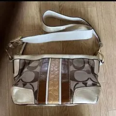 2way コーチ ショルダーバッグ ブラウン/ホワイト
