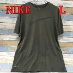 ナイキ カーキ Ｔシャツ 半袖 L ビッグロゴ スウッシュ 吸汗速乾【イ455】