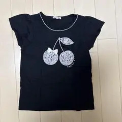 any FAM さくらんぼモチーフ Tシャツ ブラック