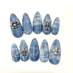 現品 ネイルチップ シズルニルック 地雷系 y2k ギャル デニム クロス