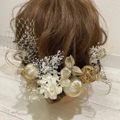 no.96 結婚式　ブライダル　ウエディング　成人式　髪飾り　花　ドライフラワー