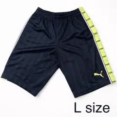 PUMA ハーフパンツ ジャージ L ネイビー グリーン サイドライン スポーツ