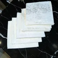 美品！テーブルクロス ナプキン セット ホワイト 花柄 ジャガード まとめ売り