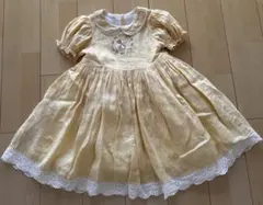 イエロー刺繍レースワンピース　130cm