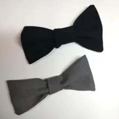 蝶ネクタイ　キッズ　黒　グレー　２個セット　手作り　Ｅ