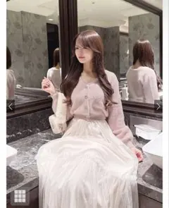 GRL パールボタンシャギーニットカーディガン