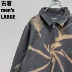 古着 Croft&Barrow ハーフジップ スウェット ブリーチ グレー L