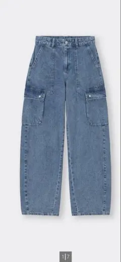 GUバレルレッグカーゴジーンズ 丈長め