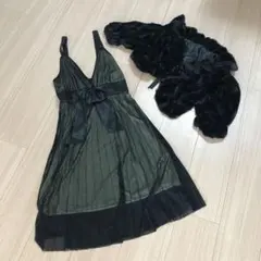ドレスワンピース　ファーショール付　ドレス　ブラック