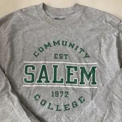 セーラムコミュニティカレッジ グレー メンズ 長袖Tシャツ。チャンピオンブランド