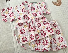 甚平 女の子 花柄 浴衣 夏祭り 上下セット 90サイズ