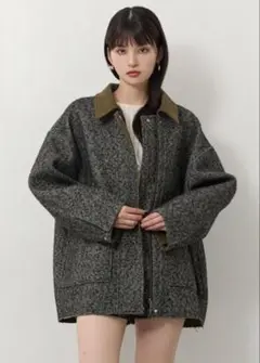 MURUA リバーシブルミドルコート　カーキ