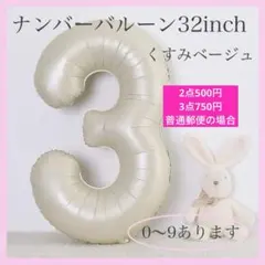 3 数字 ナンバーバルーン くすみベージュ 風船 お誕生日 記念日　飾付け