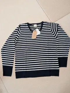 Zootie ネイビー/ホワイトストライプ Vネックセーター