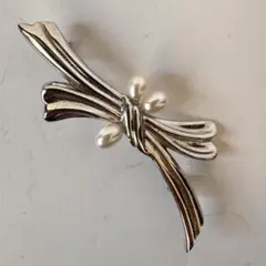 TASAKI パール リボンブローチ SV