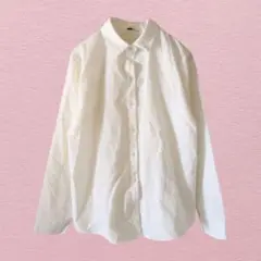 美品【mono plus】長袖 白シャツ シンプル ブラウス オフィスカジュアル