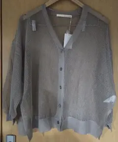 MELROSEクレールメッシュカーディガン 長袖 ベージュ