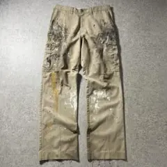 ワークパンツ ダック ダブルニー オリジナルペイント加工 クラッシュ