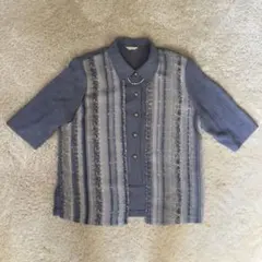 ストライプブラウス 半袖ブラウス レディース レトロ レイヤード風 古着女子