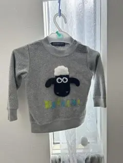 羊のキャラクター付きグレーセーター90cm