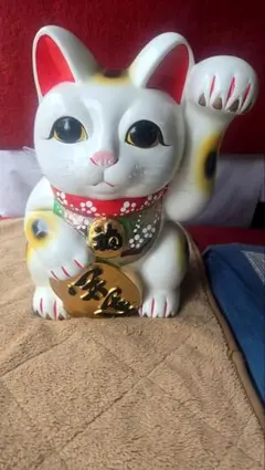 【縁起物】特大 招き猫 白猫 開運 商売繁盛 置物 高さ33センチのサムネイル