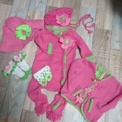 マッドパイ　6点セット！　フリルロンパース　帽子　靴下　カーディガン