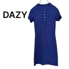Dazy リブニット 半袖ワンピース ミニ丈 ネイビー M