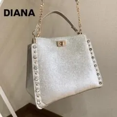 DIANA ダイアナ ハンドバッグ シルバー ビジュー付き 2wayバッグのサムネイル