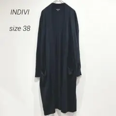 インディヴィ INDIVI 長袖ロングカーディガン ネイビー 38 無地