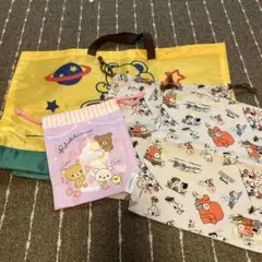 リラックマ・スヌーピー 巾着　袋　通学バック　小学生　入学　シューズ袋　マスク袋