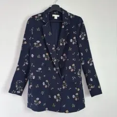 H&M ネイビー ジャケット ブレザー フラワー 花柄 カジュアル 春 旅行