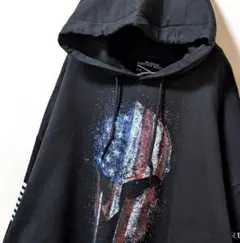 グラントスタイル デカロゴ スウェットパーカー ブラック 黒 XL 古着