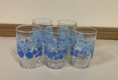 花柄ガラスコップ5個セット　昭和レトロ