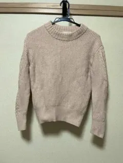 薄いピンクのリブ編みセーター 38 ほぼSサイズ